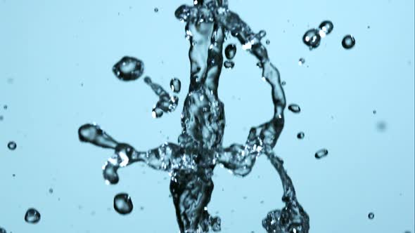 Water pouring and splashing in ultra slow motion 