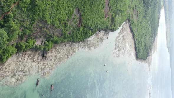 Zanzibar Tanzania  Vertical Video of the Ocean Near the Coast Slow Motion