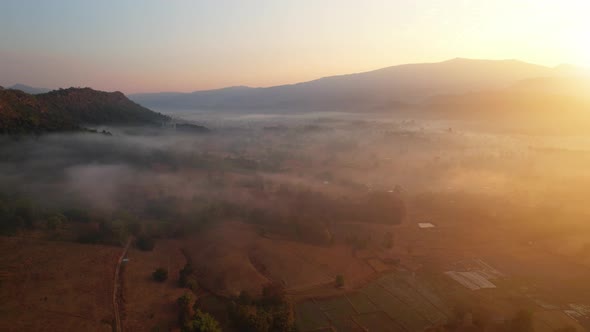 Aerial view over rural farmer's farmland. environment and ecology