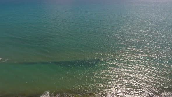 Waves Splashing on Sea Shore, Beautiful Calm Seascape, Aerial View of Coastline