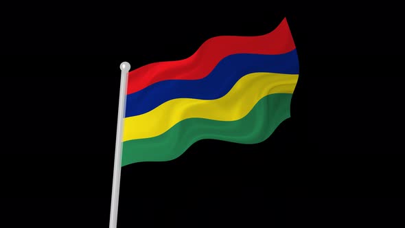 Mauritius Flag Wavy Animated On Black Background