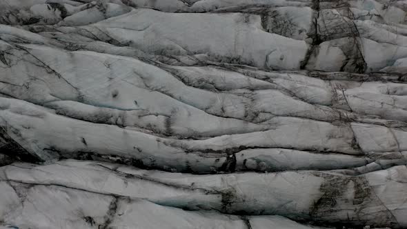 Looking down at Iceland Glacier Aerial 4K