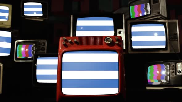 Flag of Tallinn, Estonia, on Retro TVs.