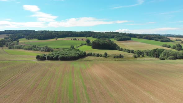 flying over rural countryside and agriculture