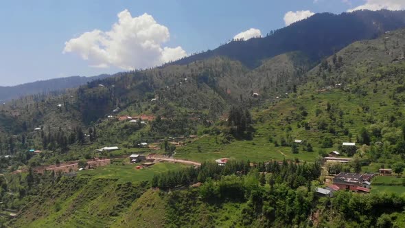 Aerial Pan Left View Of Swat Valley In Pakistan