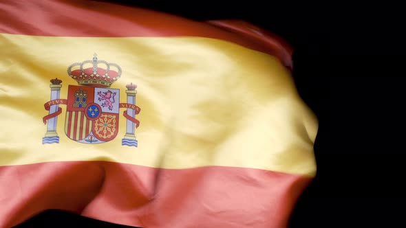 National Flag of Spain. Black background.