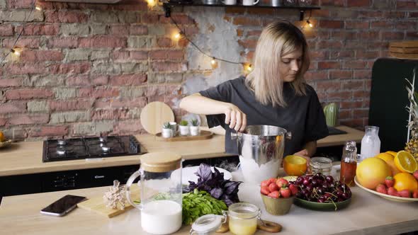 Professional Cook Puts Handmade Icecream Into Orange Peels