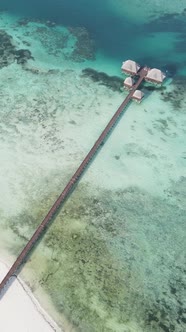 Vertical Video House on Stilts in the Ocean on the Coast of Zanzibar Tanzania