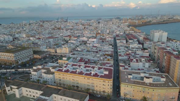 Cityscape of Cadiz and the View of the Ocean Near It Atlantic Ocean