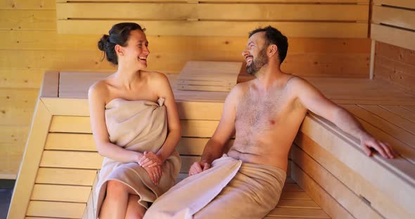 Couple Resting in a Sauna