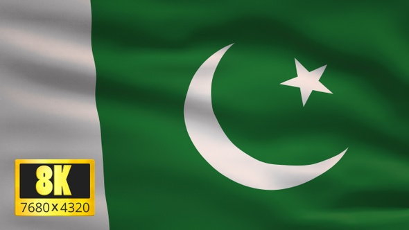 8K Pakistan Windy Flag Background