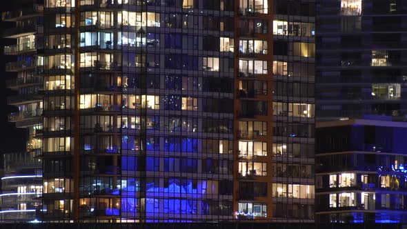 High-rise Office Building Illuminated At Night In Downtown Vancouver, BC, Canada. - timelapse