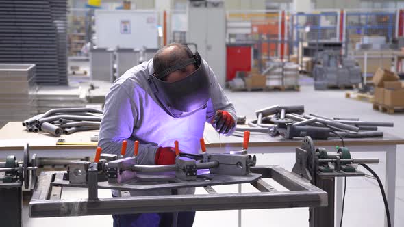 Welding Worker Doing Copper Welding