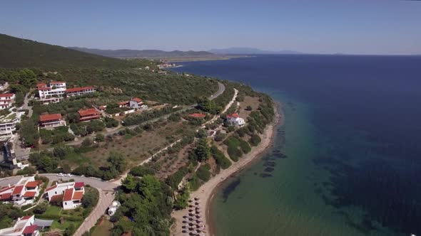 Flying Over Sea Cottages and Resort on the Coast