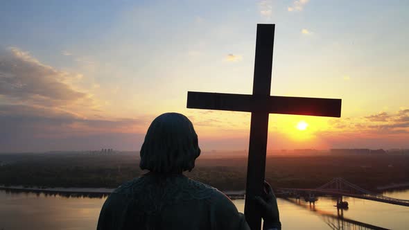 Kyiv, Ukraine : Monument To Vladimir the Great at Dawn in the Morning