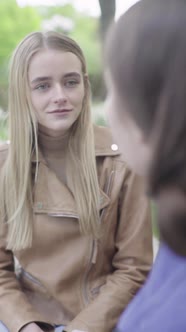 Vertical Video of a Young Skinny Girl in the Park