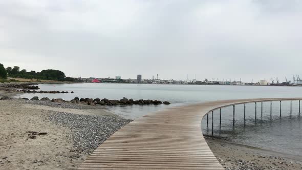 The infinite bridge. Industrial coast of Baltic Sea. Taken in Aarhus, Denmark.