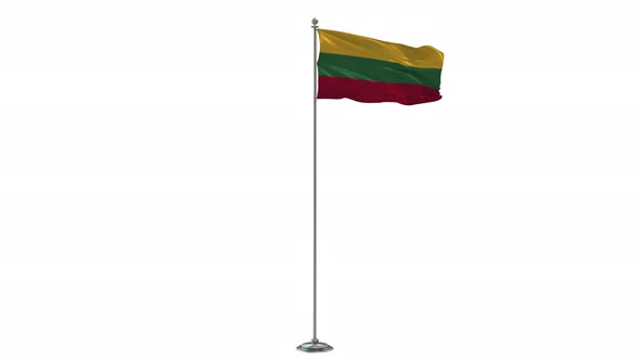 Lithuania  Looping Of The Waving flag Pole With Alpha