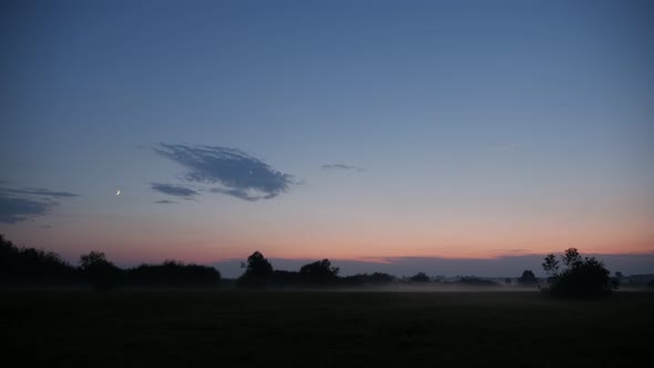 Evening landscape with fog