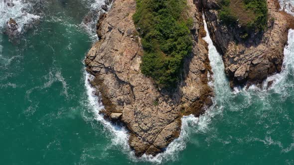 Drone fly over over sea coastline