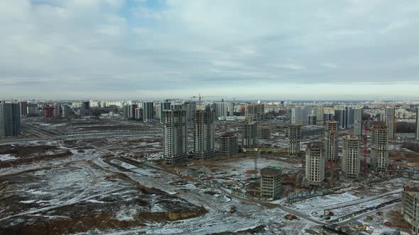 Construction site. Construction of modern high-rise buildings.