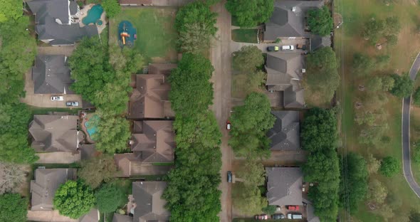 Aerial view of affluent homes in Houston, Texas