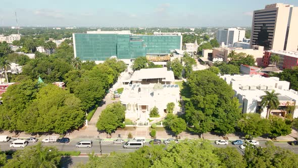 View of Modern and antique buildings in yucatan