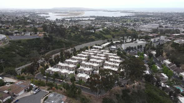 Aerial View of Middle Class Townhouse and Residential Condos in San Diego