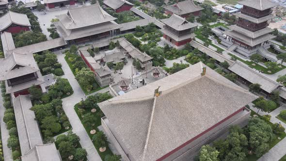 Aerial Chinese Monastery, Huayan Temple