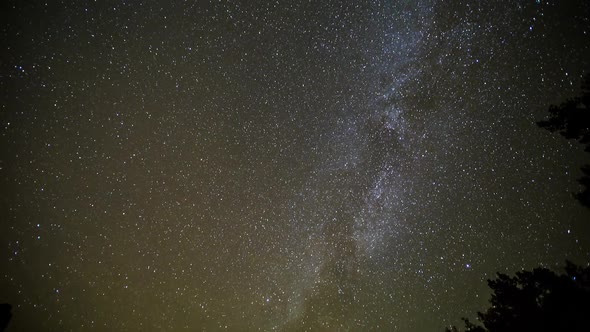 Star timelapse following the galaxy as stars spin in the sky