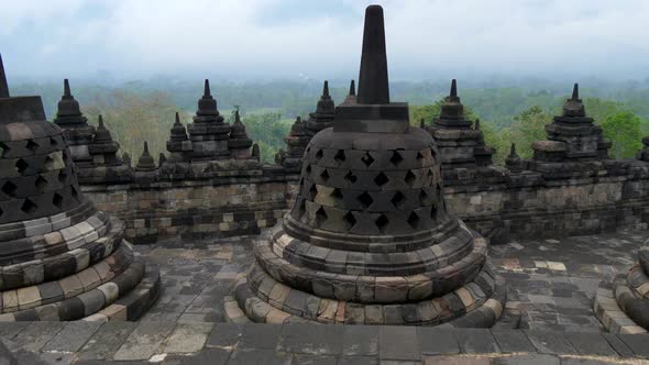 Borobudur Temple, Yogyakarta, Java, Indonesia. Crane Shot