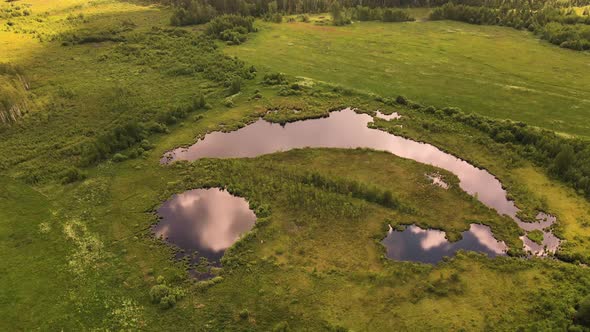 The Fantastic Lake Seems to Be Laughing Slyly Aerial View