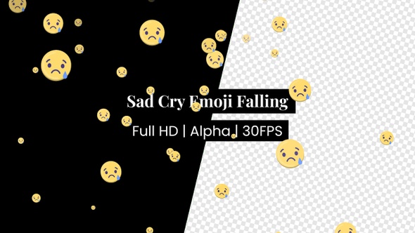 Sad Cry Face React Emoji Falling with Alpha alt