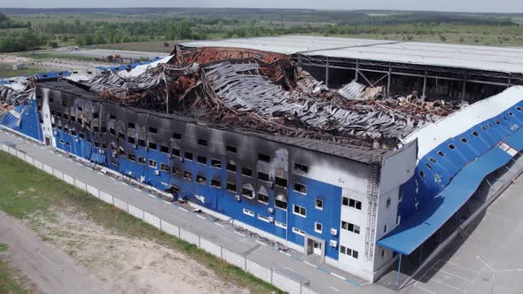 War in Ukraine  Destroyed Warehouse in Bucha