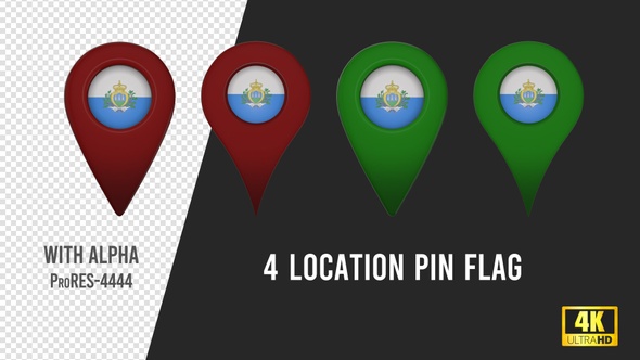 San Marino Flag Location Pins Red And Green