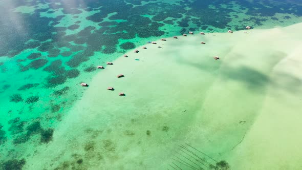 Manlawi Sandbar Floating Cottages in Caramoan Islands.