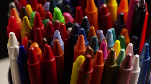 Rotating shot of color wax crayons for drawing and crafts - CRAYONS 015