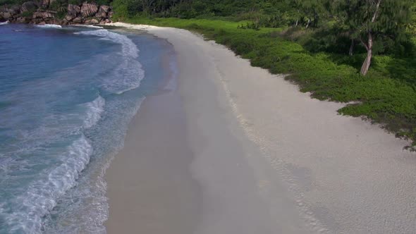 Bird’s Eye View Close Waves and Beach