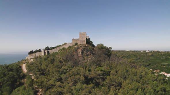 Sesimbra Castle, or Castle of the Moors, medieval castle on a cliff, Sesimbra, Portugal
