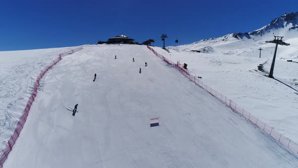 Aerial Ski Resort Skiing