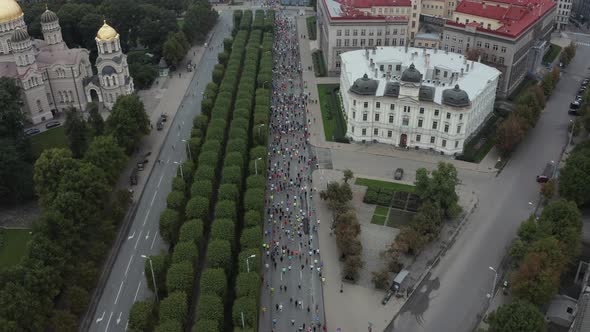 People Running the Rimi Marathon 2021 in Riga Latvia
