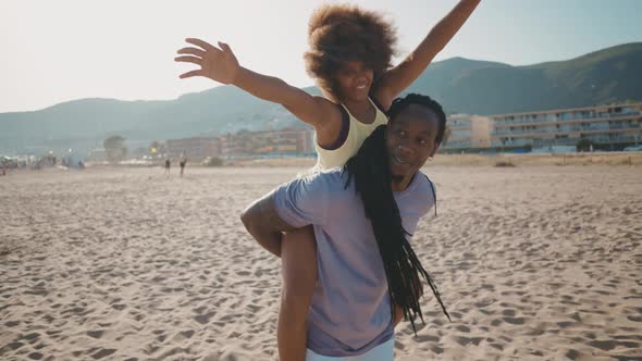 Happy family spending the day at the beach.