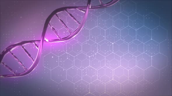 Abstract blue DNA double helix with shallow depth of field 3D.
