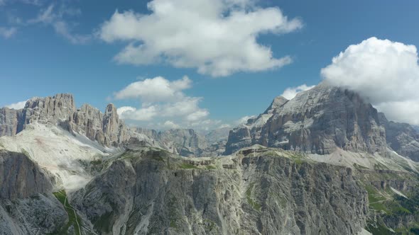 Rocky Mountain Peaks in Scenic Dolomites National Park, Val Gardena Italy