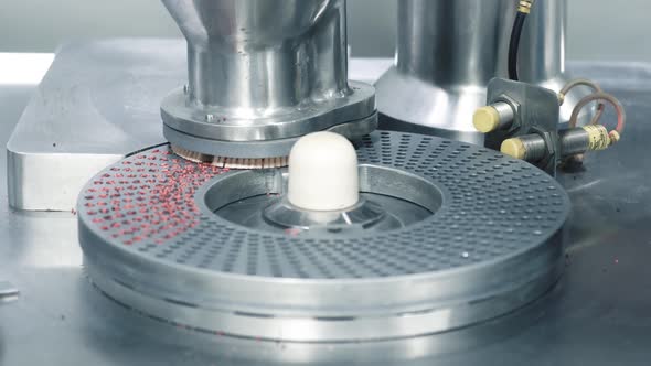 Close Up Automatic Encapsulation of Antibiotic in Pill Capsule