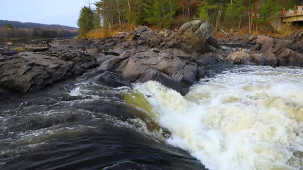 Powerful Steam of Flowing Mountain River Water