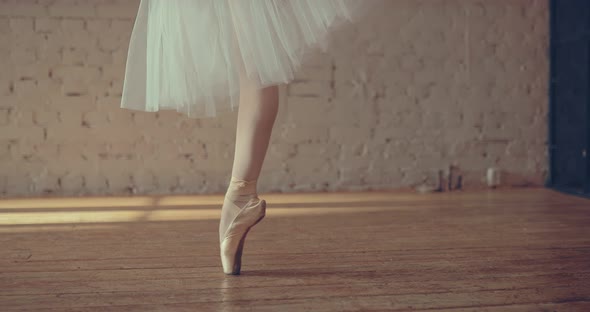 Ballet Movements with Feet and Turns in Pointe