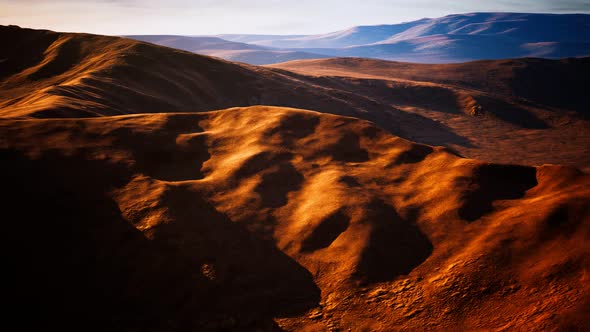 Aerial View of Red Desert with Sand Dune