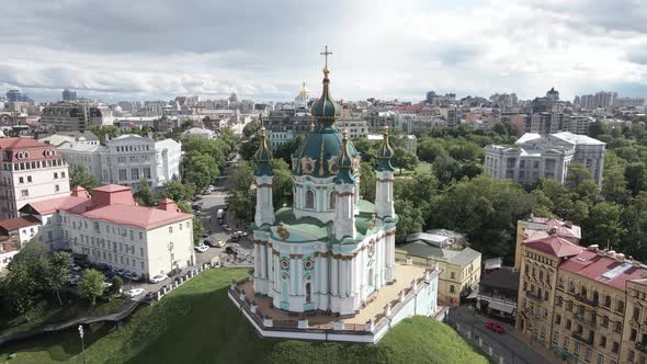 Kyiv. Ukraine. St. Andrew's Church. Aerial