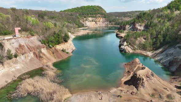 Aerial view of Lake Rudabanya in Hungary